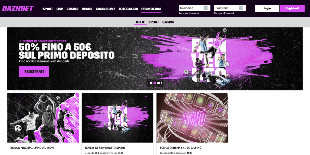 Daznbet casino bonus e promozioni